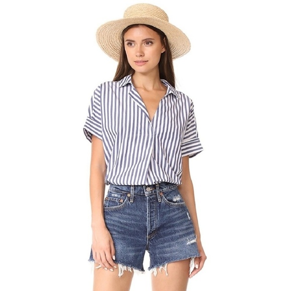 Madewell Tops - Madewell Courier Button Back Shirt in Stripe Mix